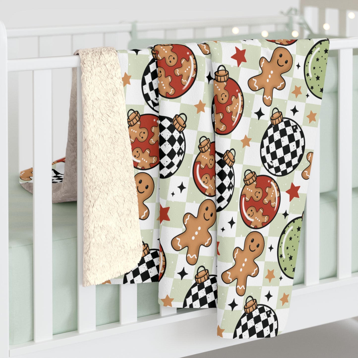 Gingerbreads and Ornaments Sherpa Fleece Blanket