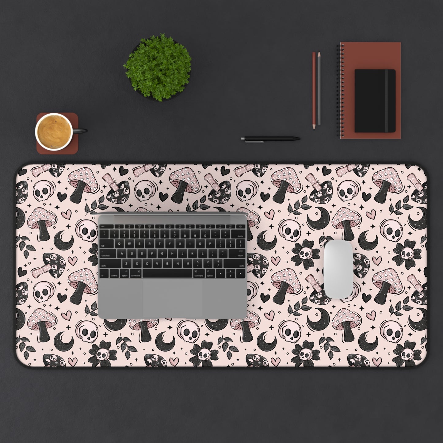 Spooky Love Mushrooms Desk Mat