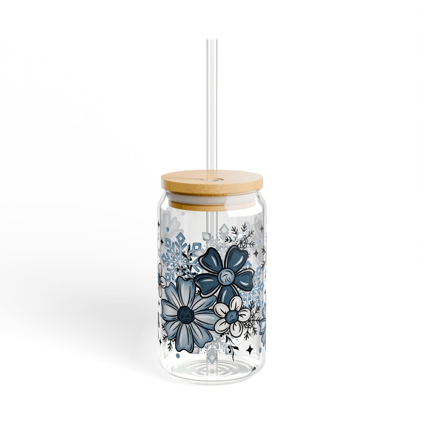 Winter Florals Sipper Glass, 16oz