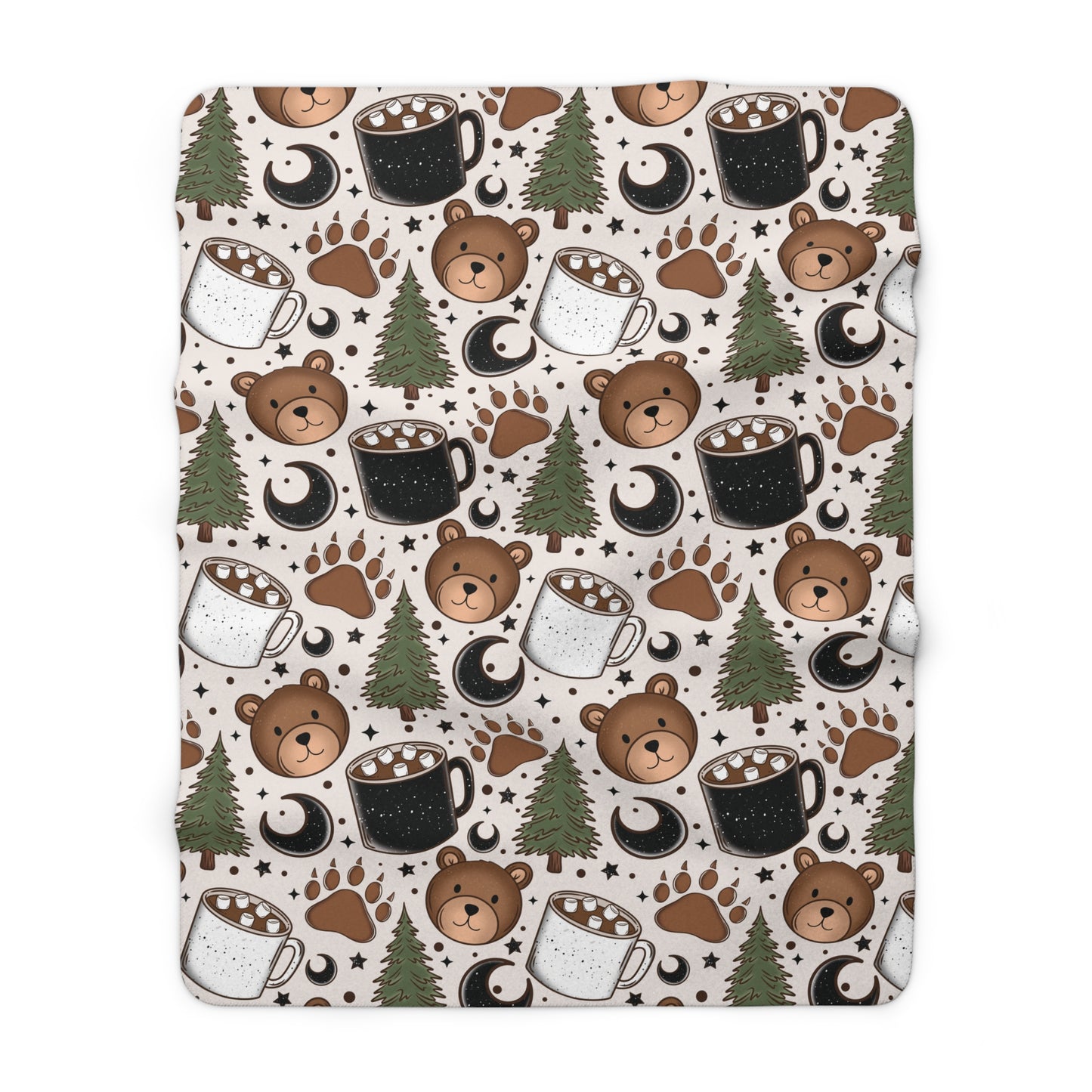 Bear Camping Sherpa Fleece Blanket