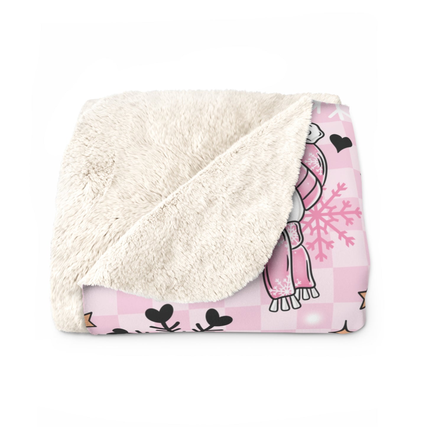 Pink Snowman Sherpa Fleece Blanket