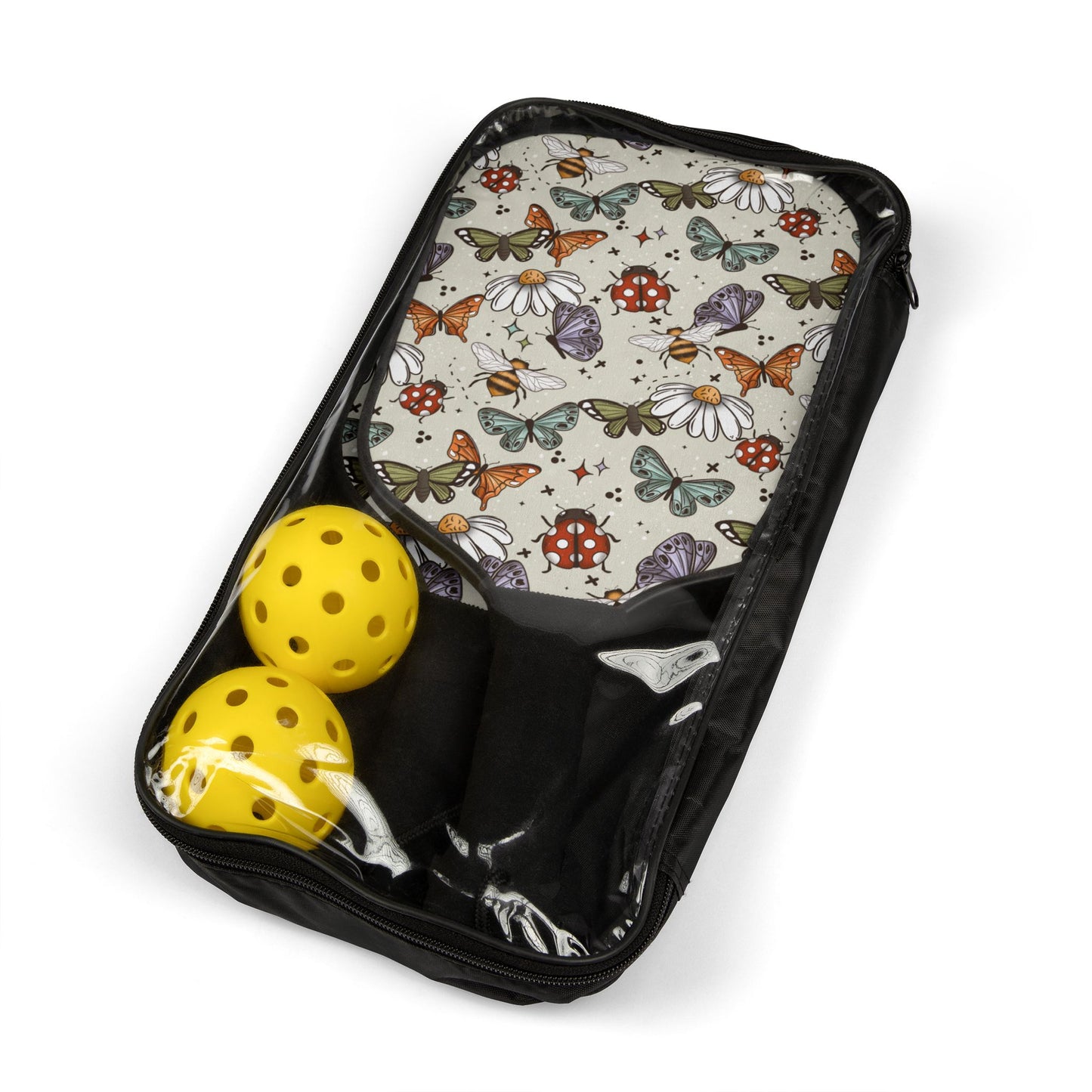Butterflies Bees Ladiesbugs (White) Pickleball Paddle Set with Balls