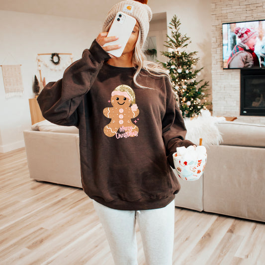 Merry Christmas Glitter Gingerbread Design Only
