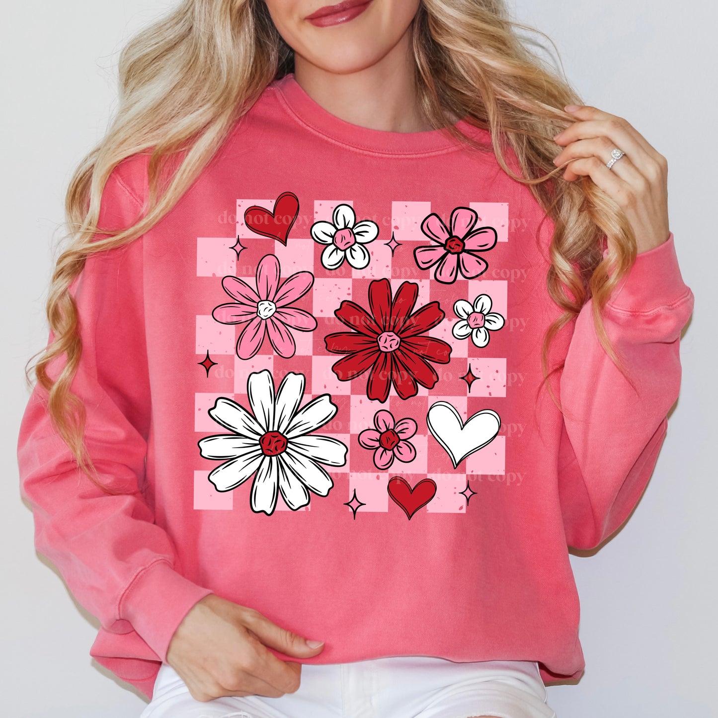 Valentine Floral Checkered Design Only