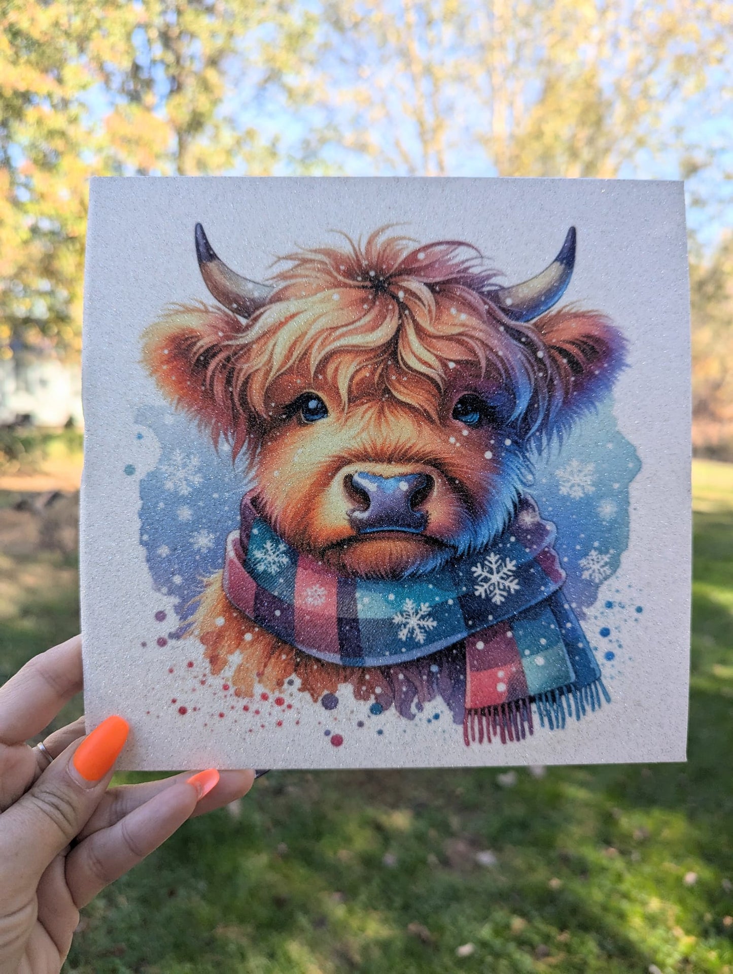 Winter Highland Cow Shadow Box