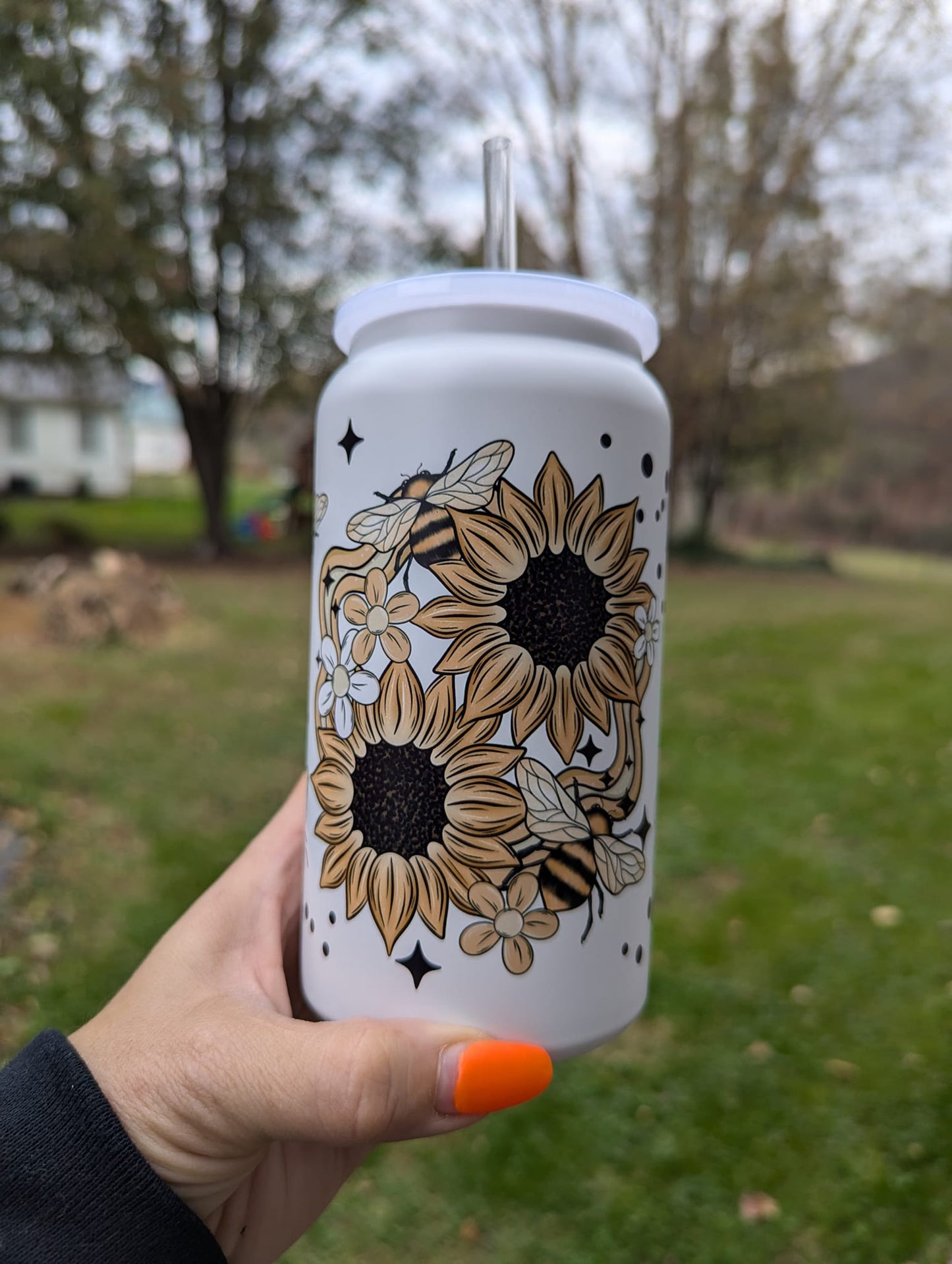 Sunflower Bee Stainless Steel Tumbler