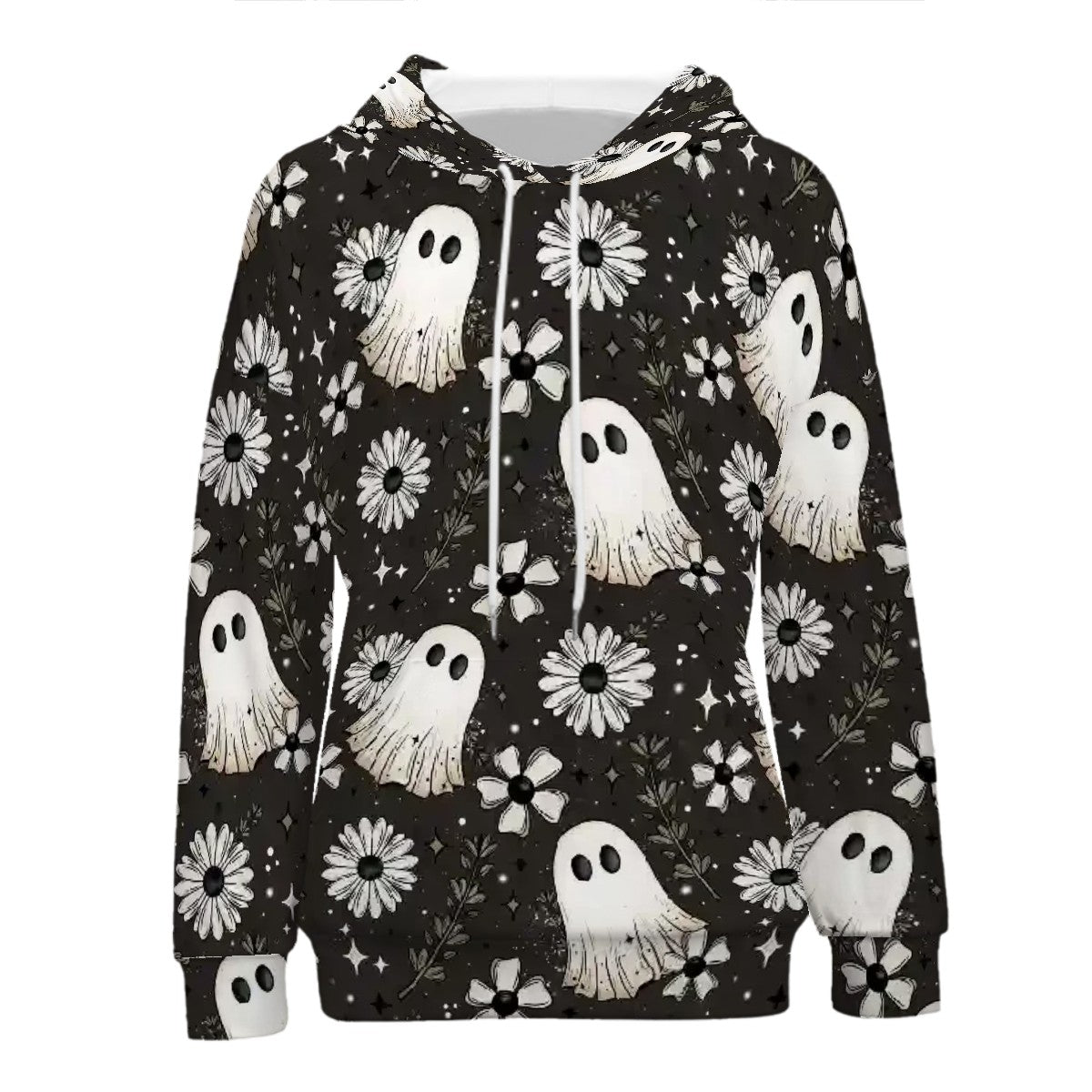 Floral Ghost Women's All Over Print Hoodie - Matching Dog Hoodie (optional)