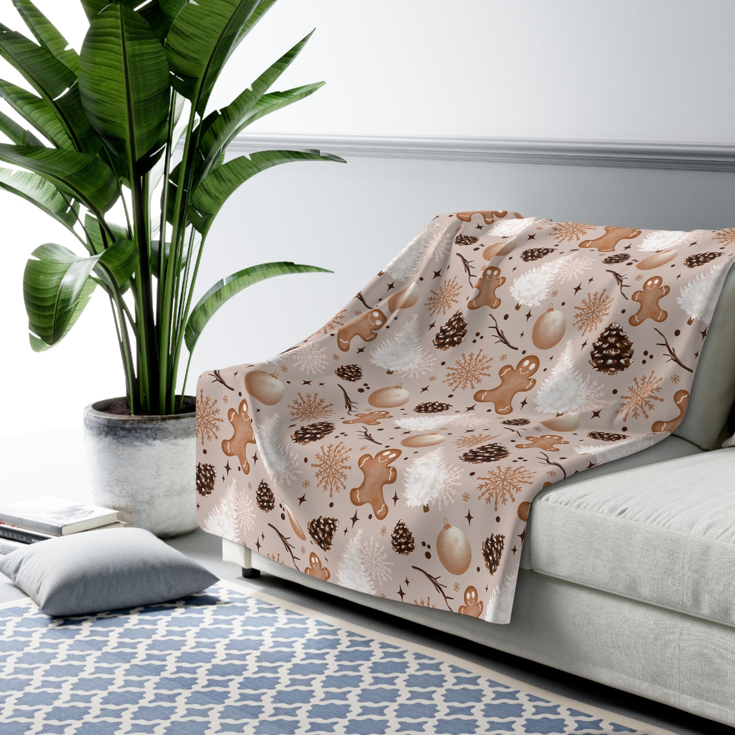 Winter Gingerbread Sherpa Fleece Blanket