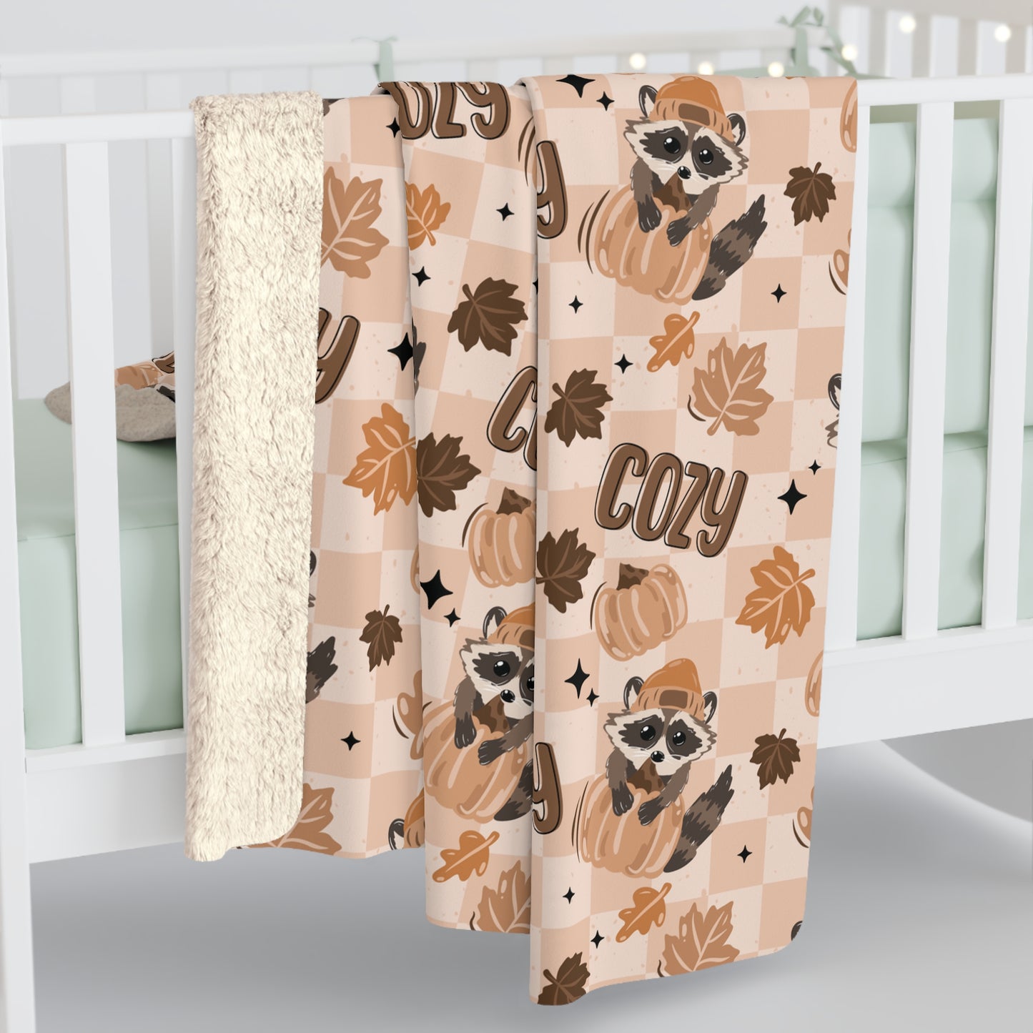 Cozy Raccoon Sherpa Fleece Blanket