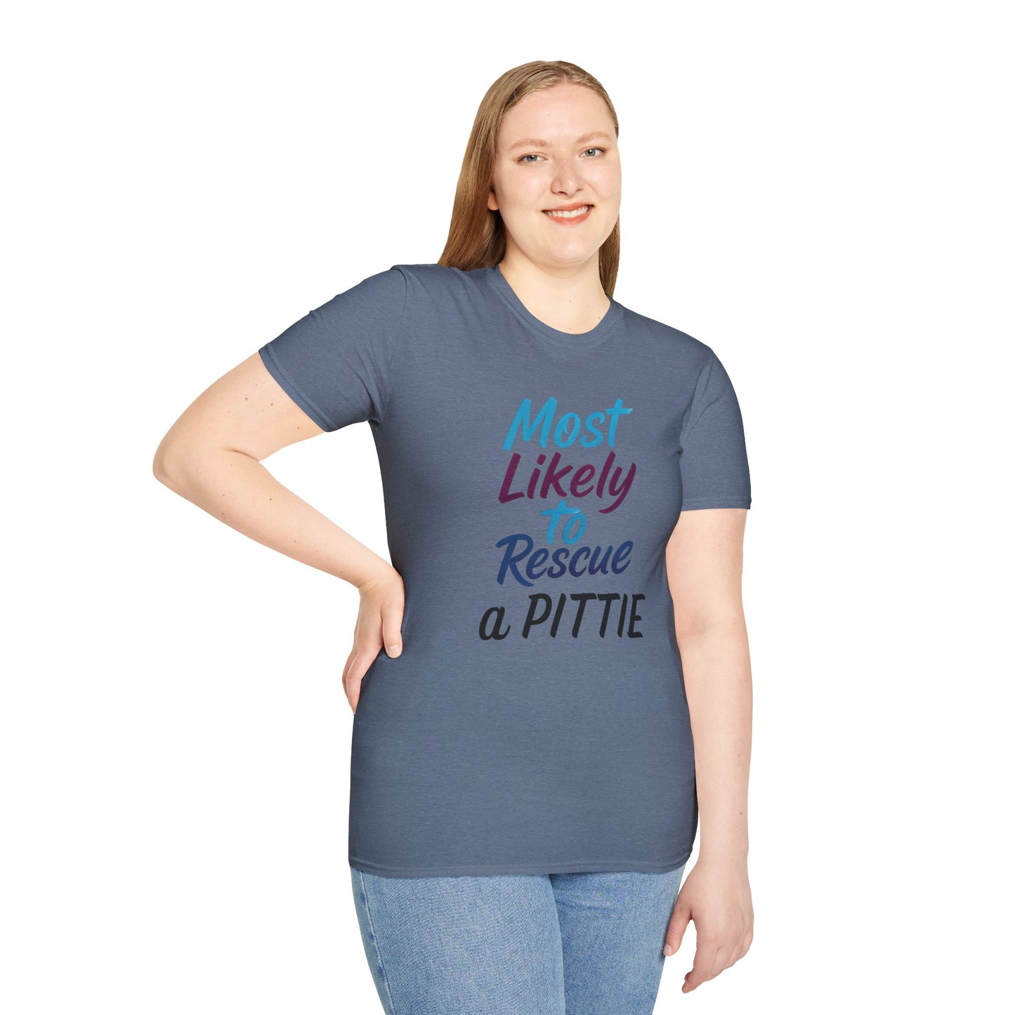 Most Likely to Rescue a Pittie | Pet Lover Gift | Dog Mom Apparel | Dog Adoption Shirt | Animal Rescue Tee