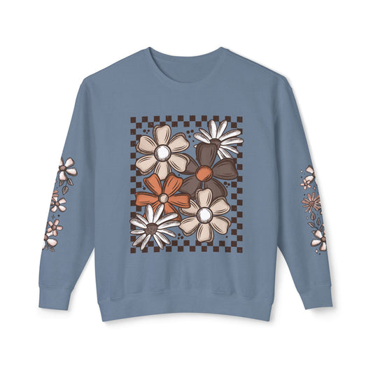Fall Checkered Florals Lightweight Crewneck