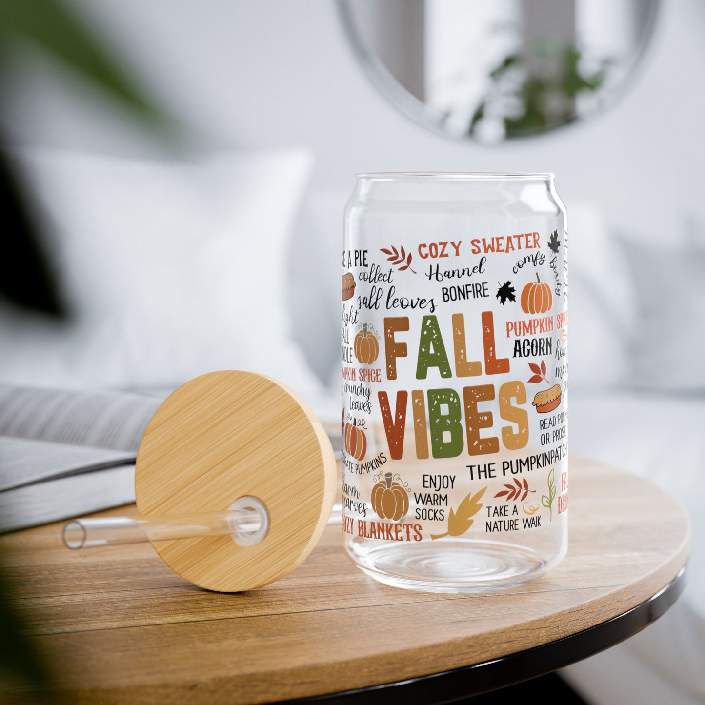 Fall Vibes Sipper Glass, 16oz