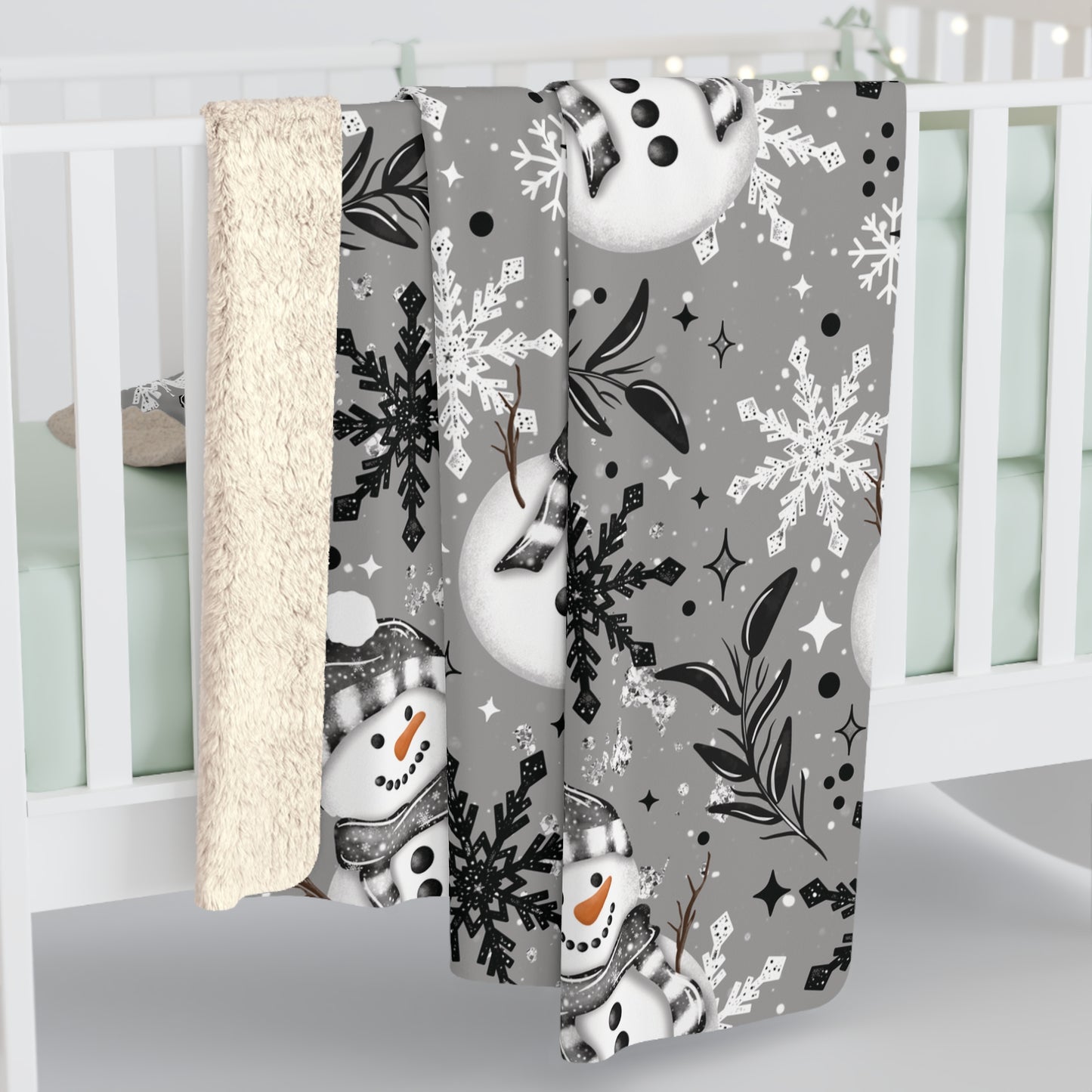 Snowman Sherpa Fleece Blanket