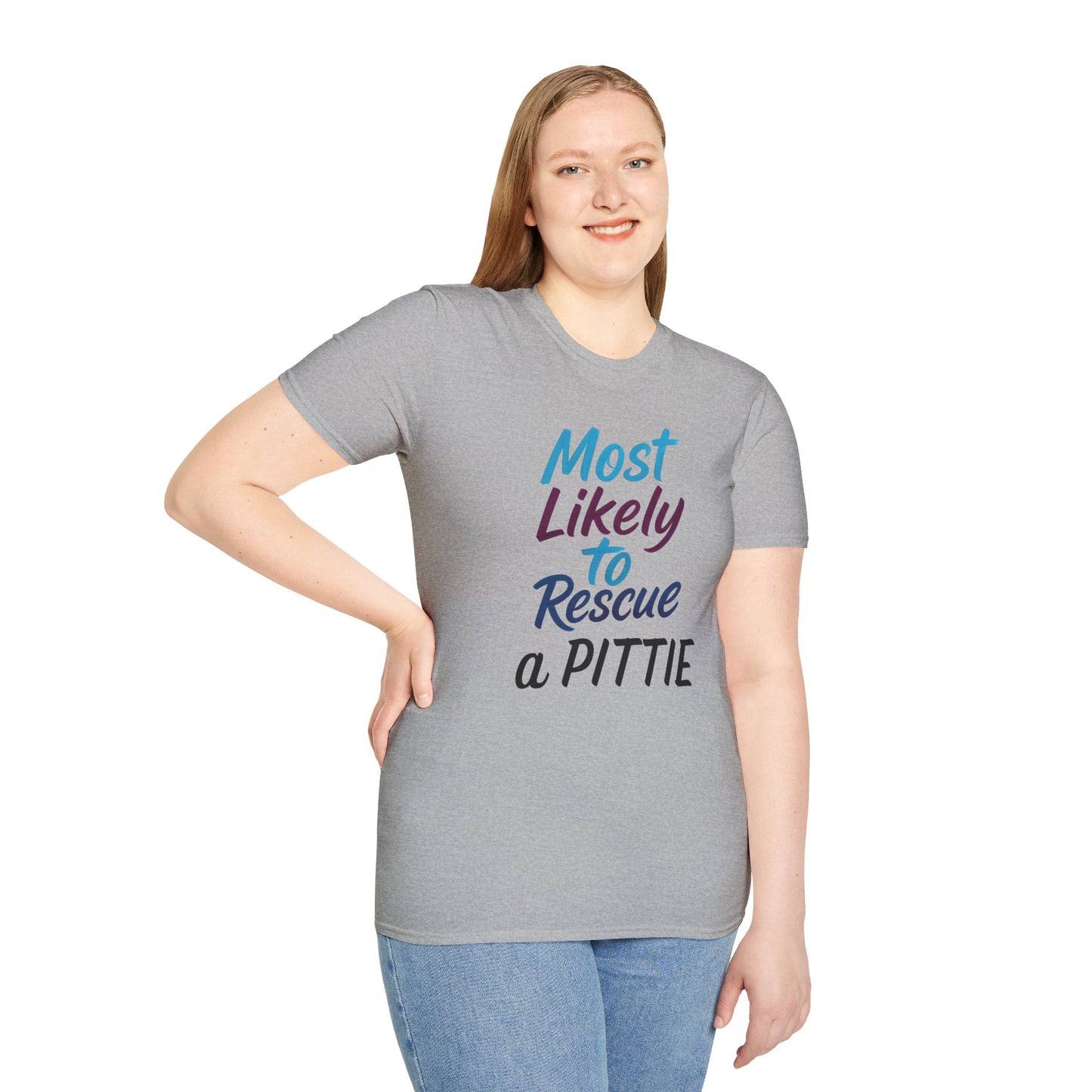 Most Likely to Rescue a Pittie | Pet Lover Gift | Dog Mom Apparel | Dog Adoption Shirt | Animal Rescue Tee
