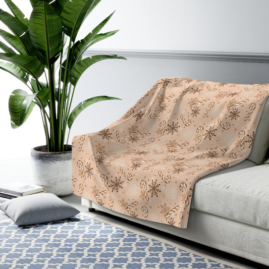 Candy Cane Snowflakes Sherpa Fleece Blanket