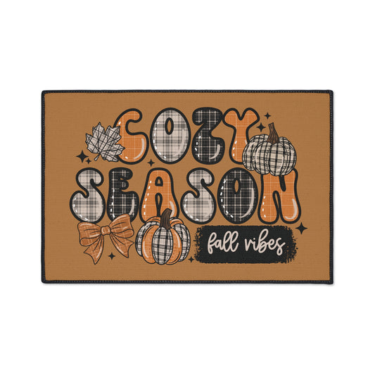 Cozy Season Fall Vibes Floor Mat, Durable Entrance Rug, Autumn Decor, Home Welcome Mat, Pumpkin Welcome Mat, Seasonal Floor Mat