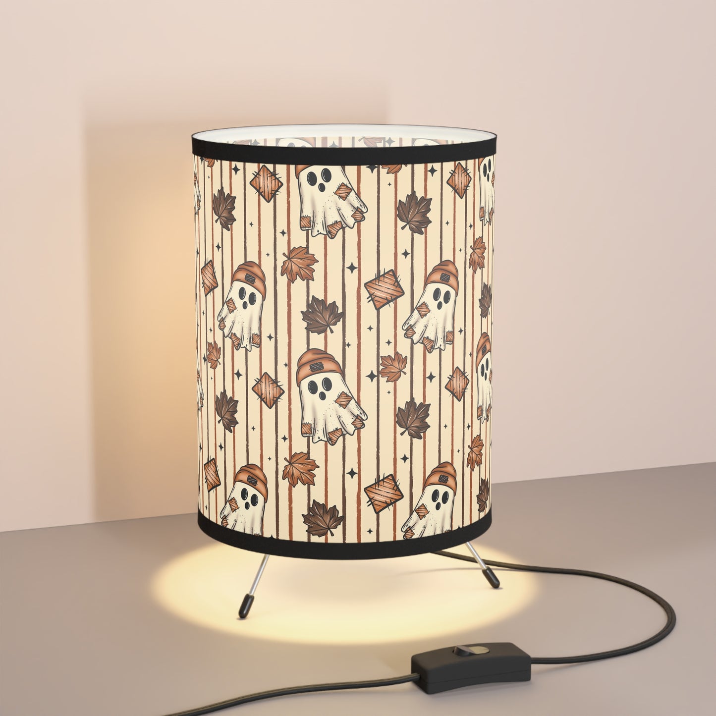 Fall Vibes Ghost Tripod Lamp, Bohemian Decor, Home Lighting, Unique Table Lamp, Gift for Plant Lovers, Bedroom Accent Light