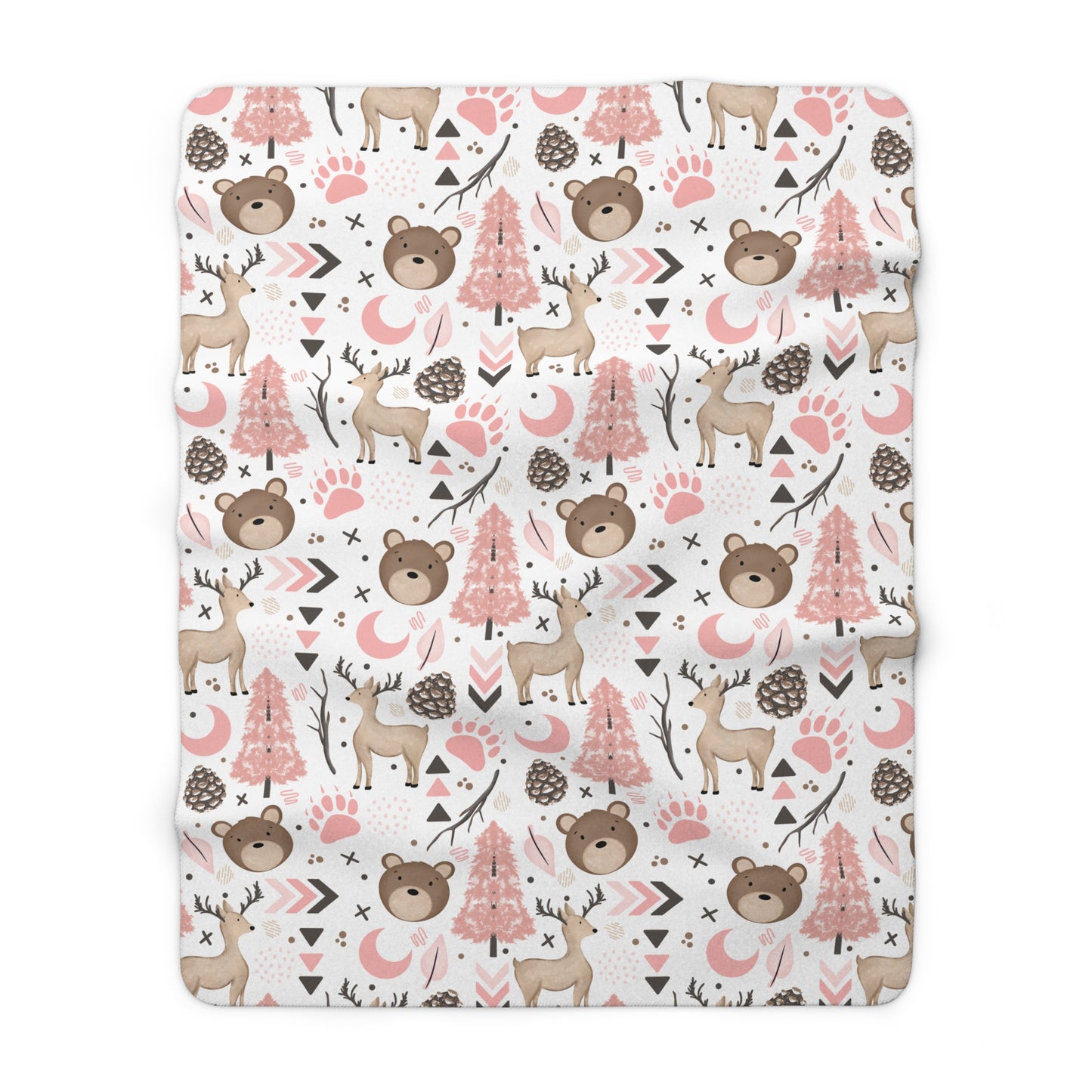 Pink Woodland Sherpa Fleece Blanket