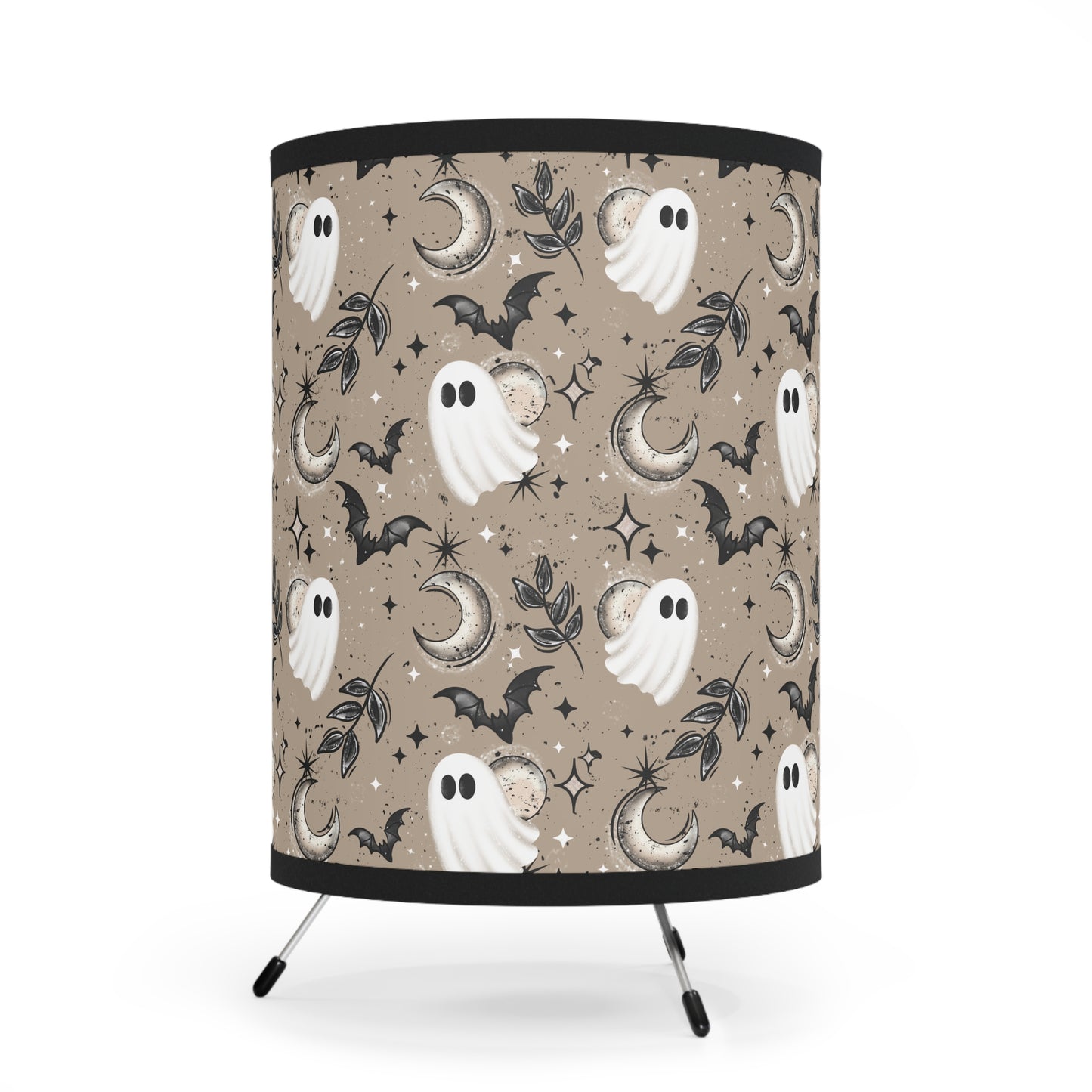 Ghosts and Moons Tripod Lamp, Bohemian Decor, Home Lighting, Unique Table Lamp, Gift for Plant Lovers, Bedroom Accent Light