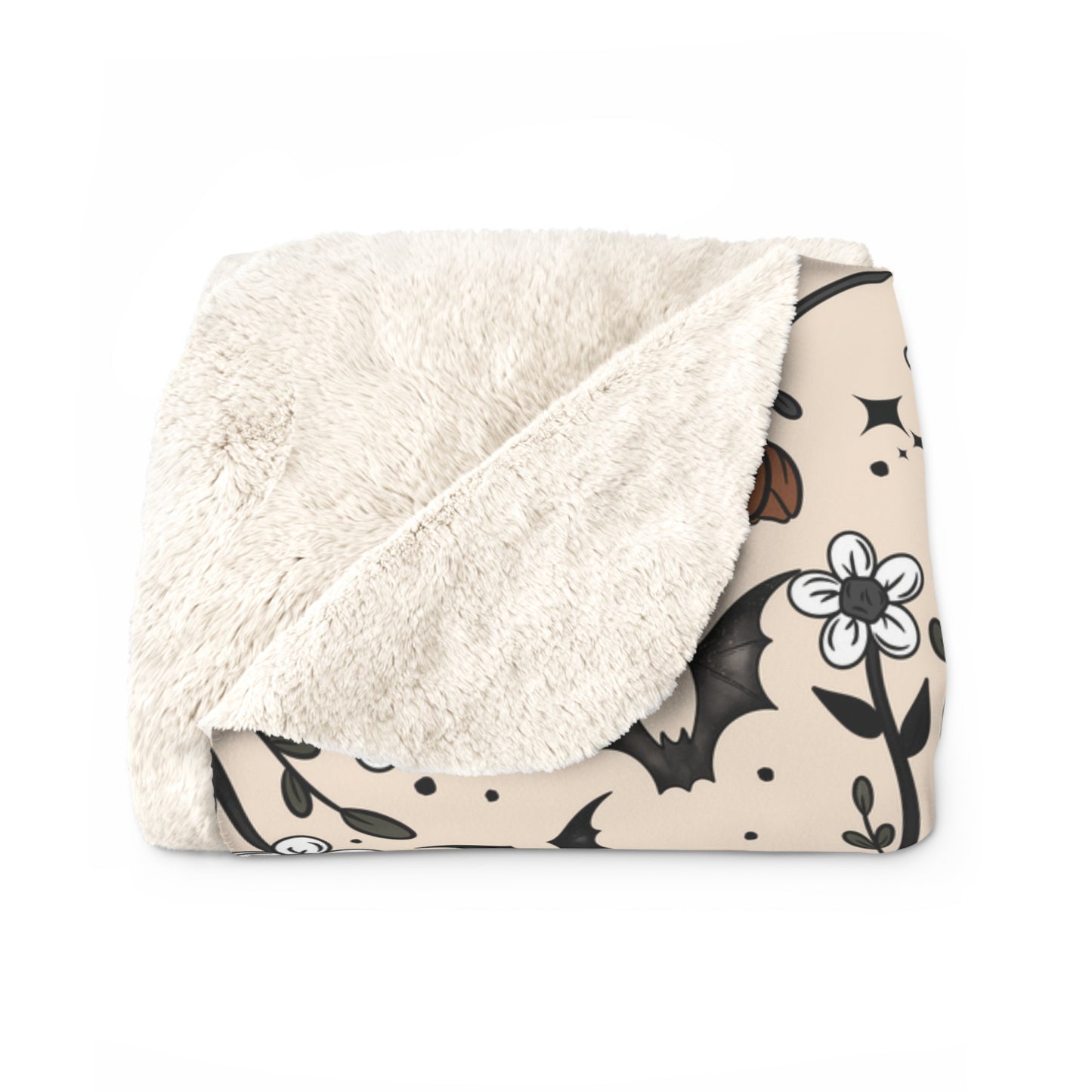 Fall Halloween Florals Sherpa Fleece Blanket
