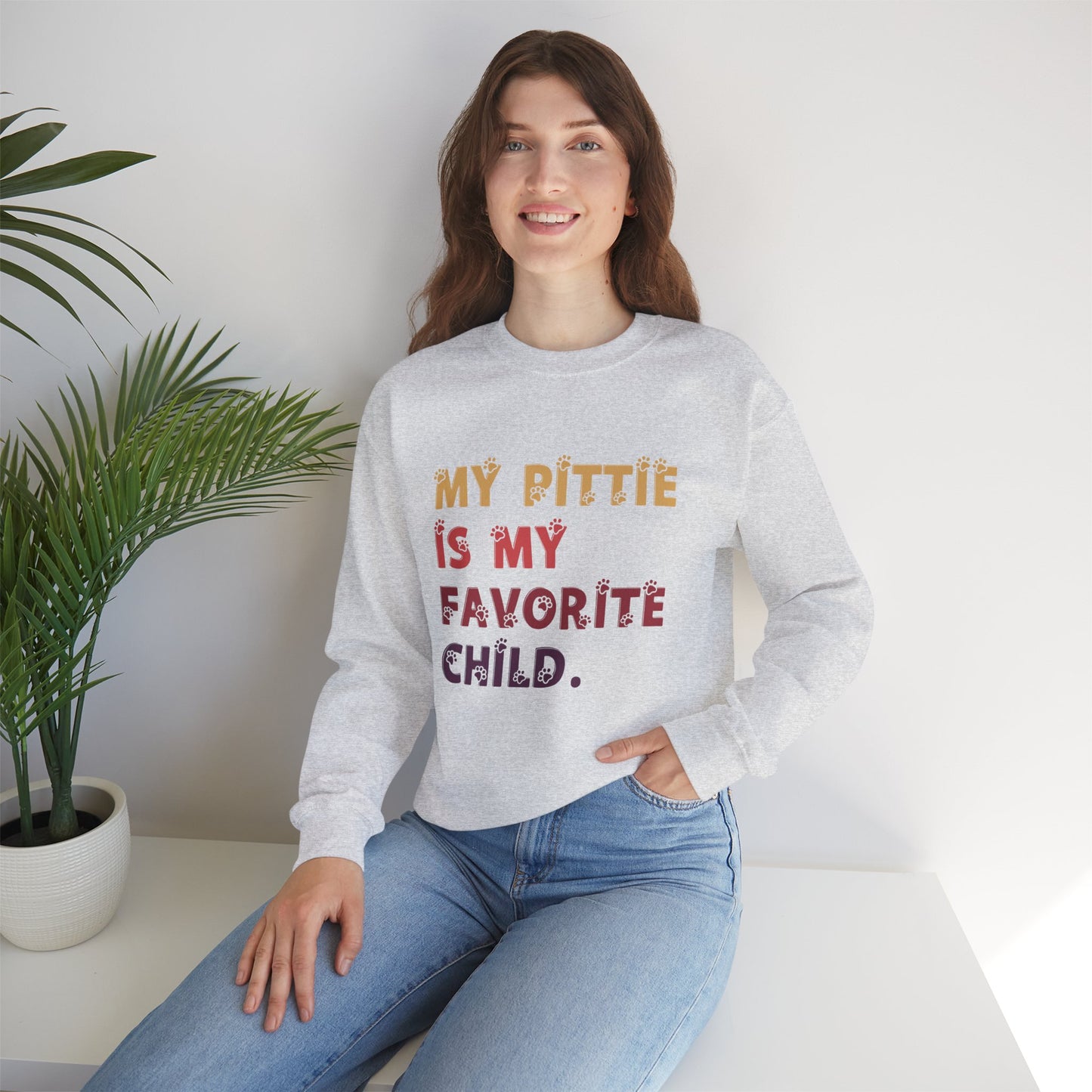 My Pittie is My Favorite Child Sweatshirt - Unisex Heavy Blend Crewneck for Pet Lovers