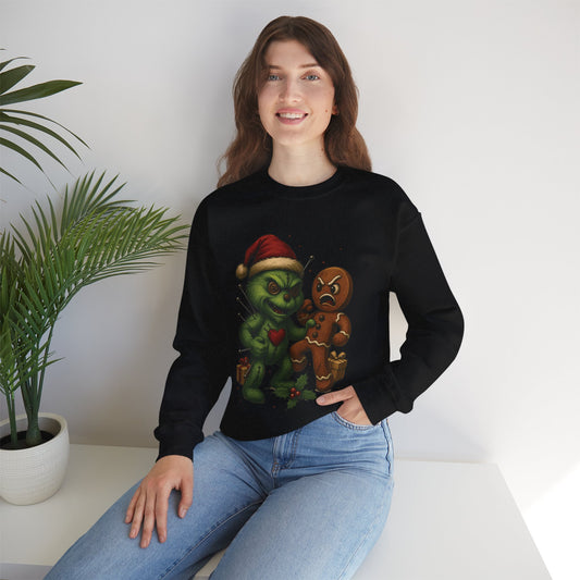 Voodoo vs the Gingerbread Man Crewneck Sweatshirt, Christmas Sweatshirt, Unisex Pullover, Gift for Friends