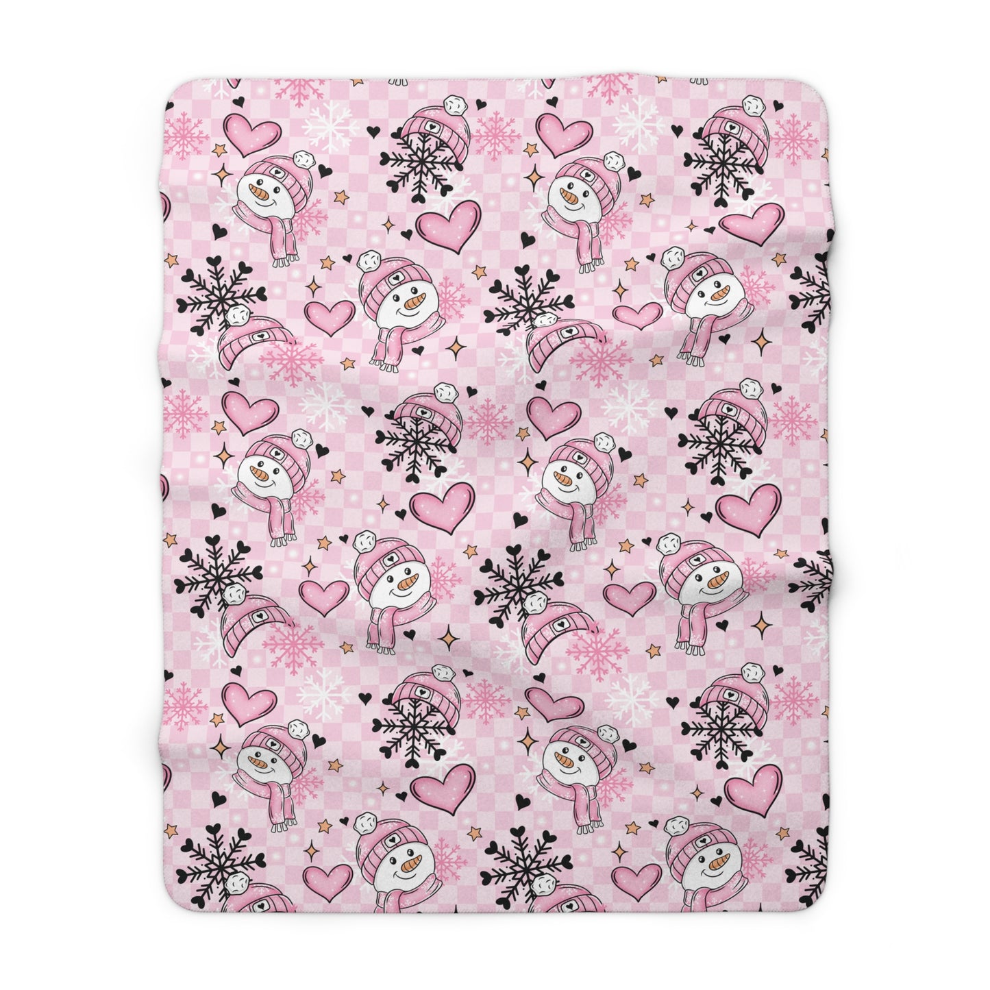 Pink Snowman Sherpa Fleece Blanket
