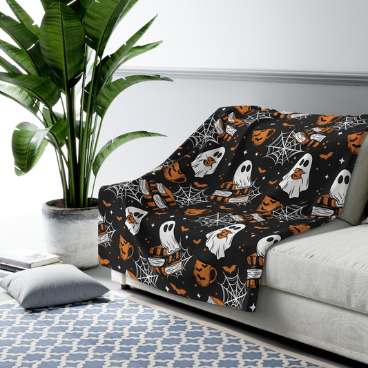 Ghosts and Books Season Sherpa Fleece Blanket