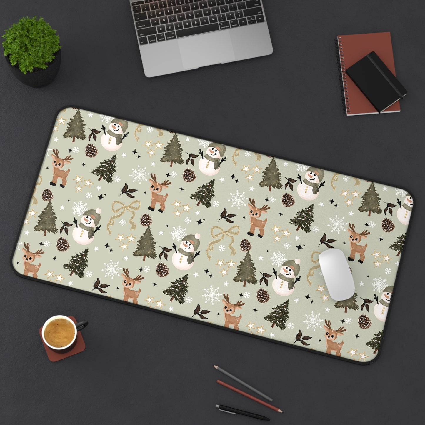 Winter Green Snowman Desk Mat