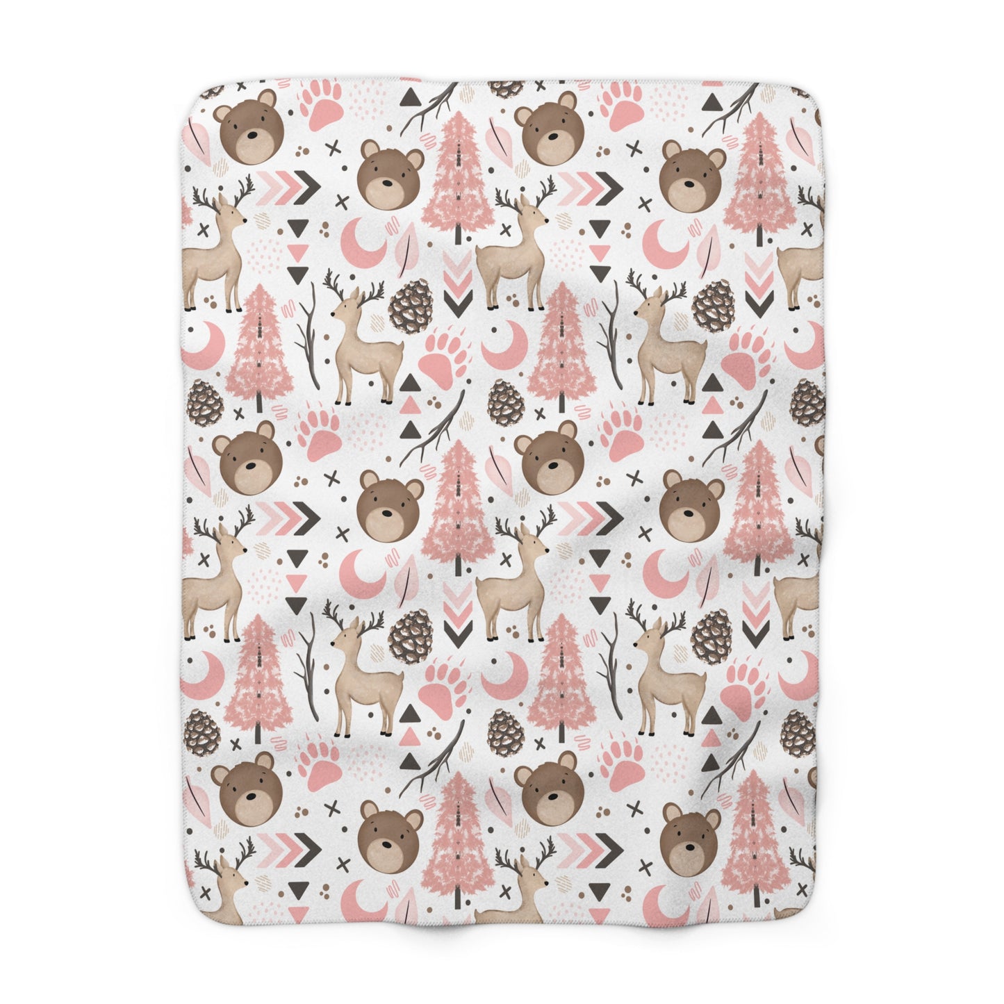 Pink Woodland Sherpa Fleece Blanket