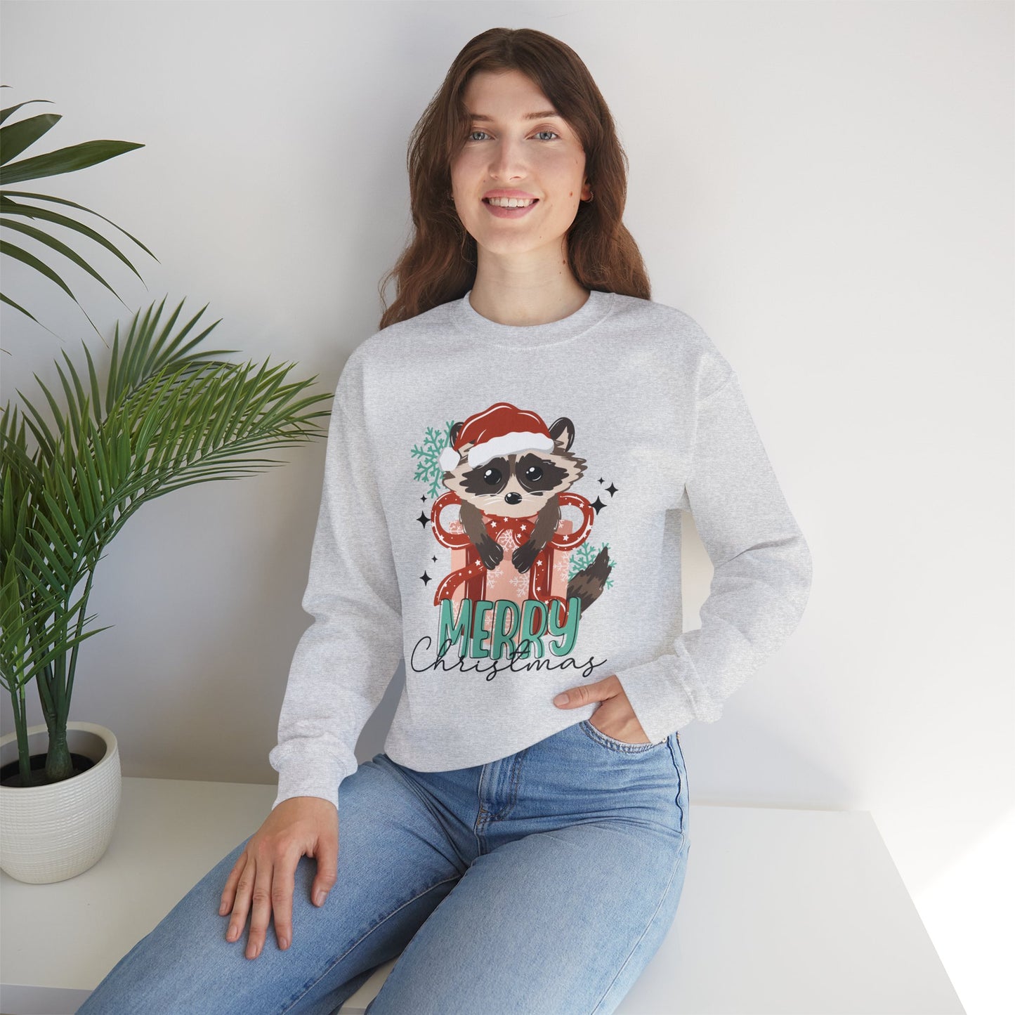 Merry Christmas Raccoon Crewneck Sweatshirt, Funny Sweatshirt, Mental Breakdown Sweatshirt, Unisex Pullover, Gift for Friends