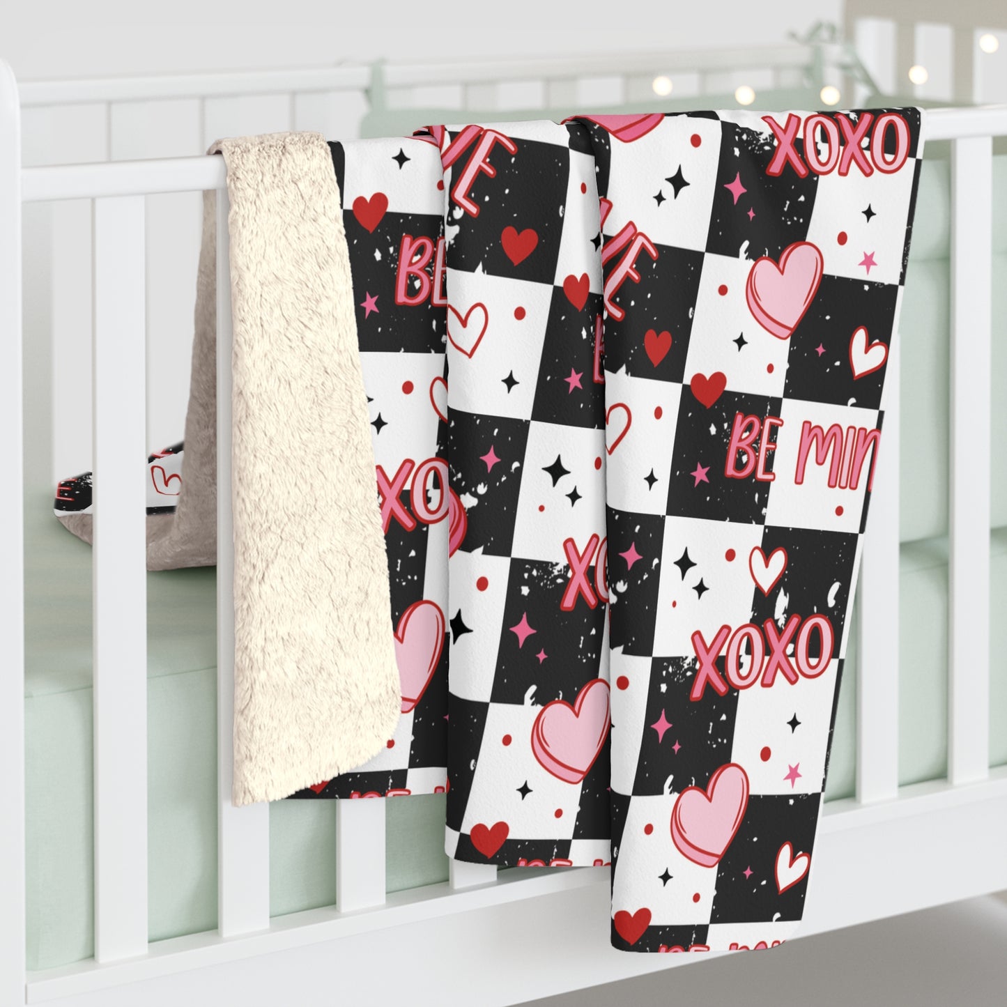 XOXO Checker Sherpa Fleece Blanket