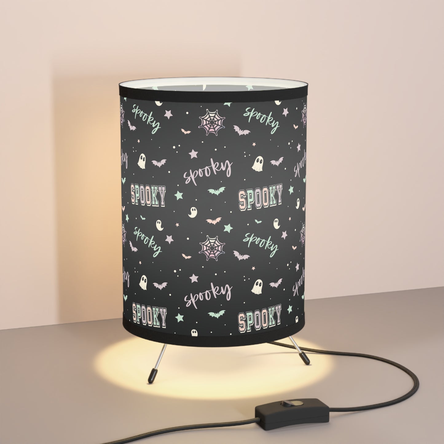 Spooky Vibes Tripod Lamp, Bohemian Decor, Home Lighting, Unique Table Lamp, Gift for Plant Lovers, Bedroom Accent Light