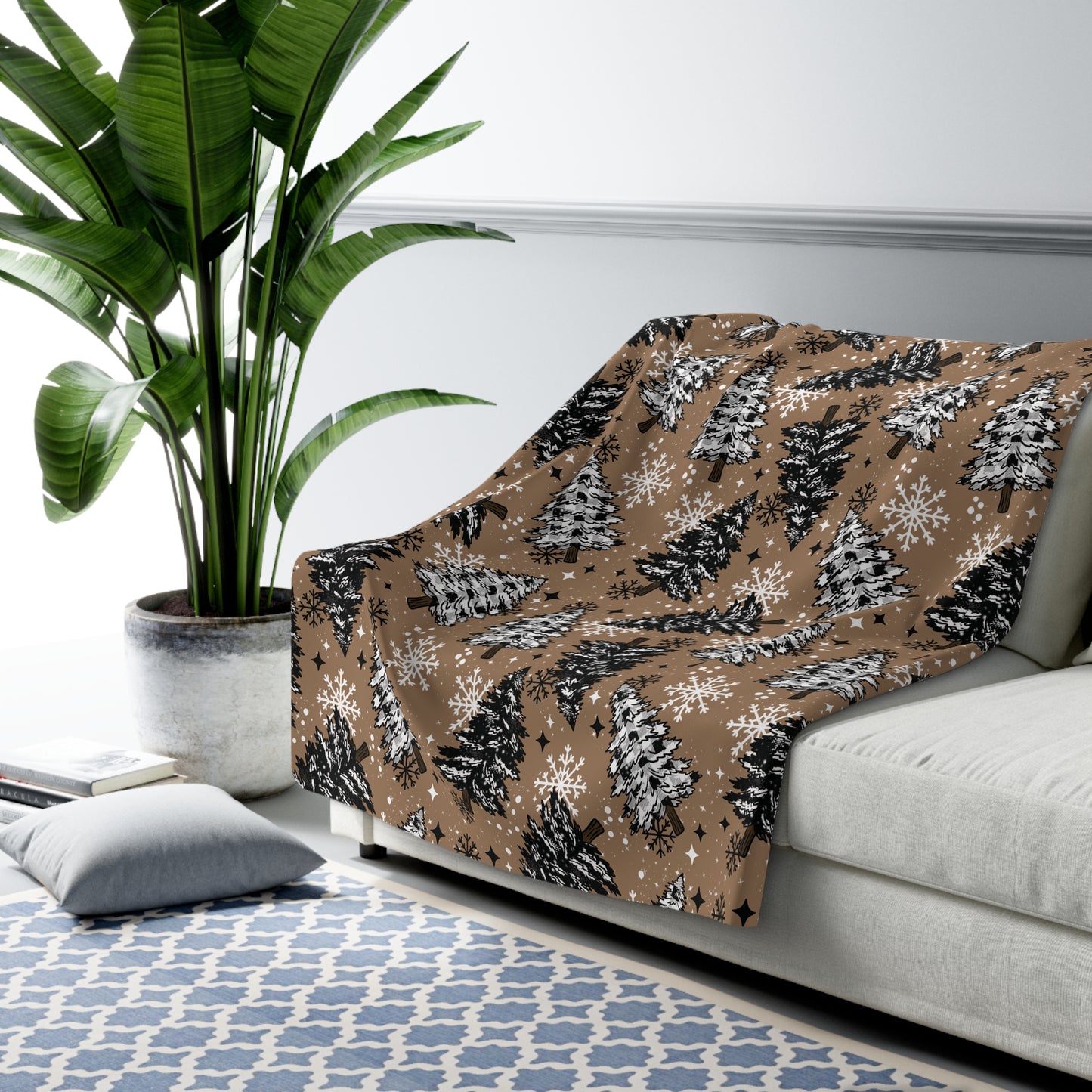 Plaid Trees Sherpa Fleece Blanket