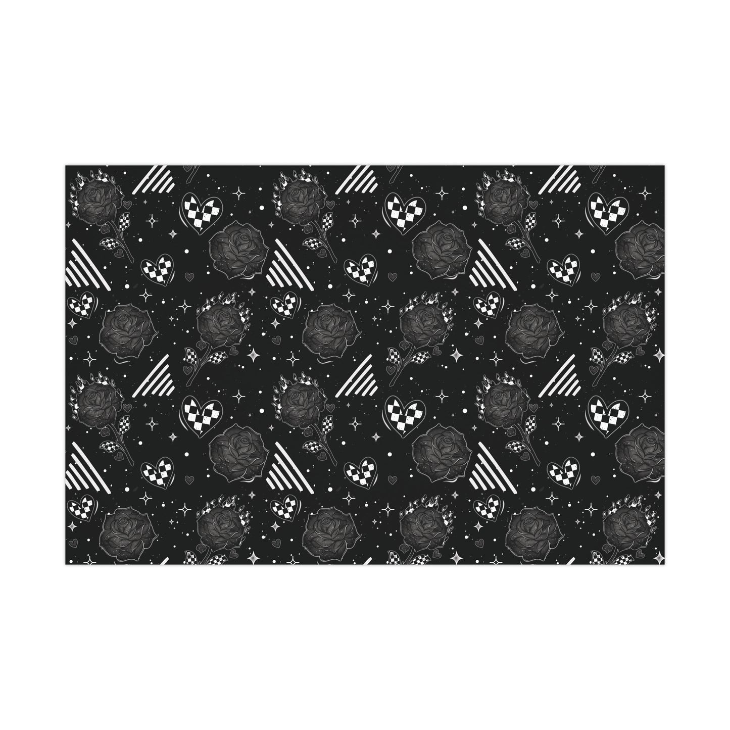 Checker and Roses Gift Wrap Papers