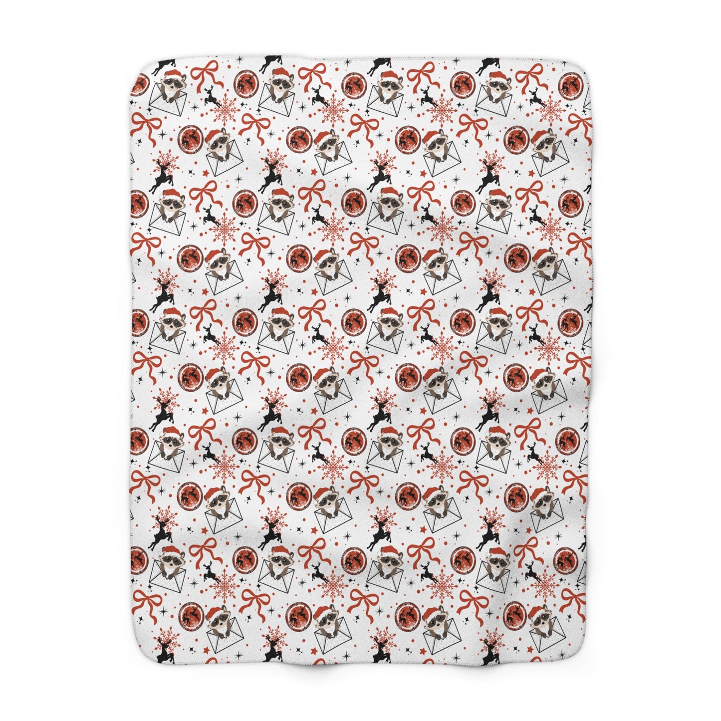 Raccoon Christmas Letter Sherpa Fleece Blanket