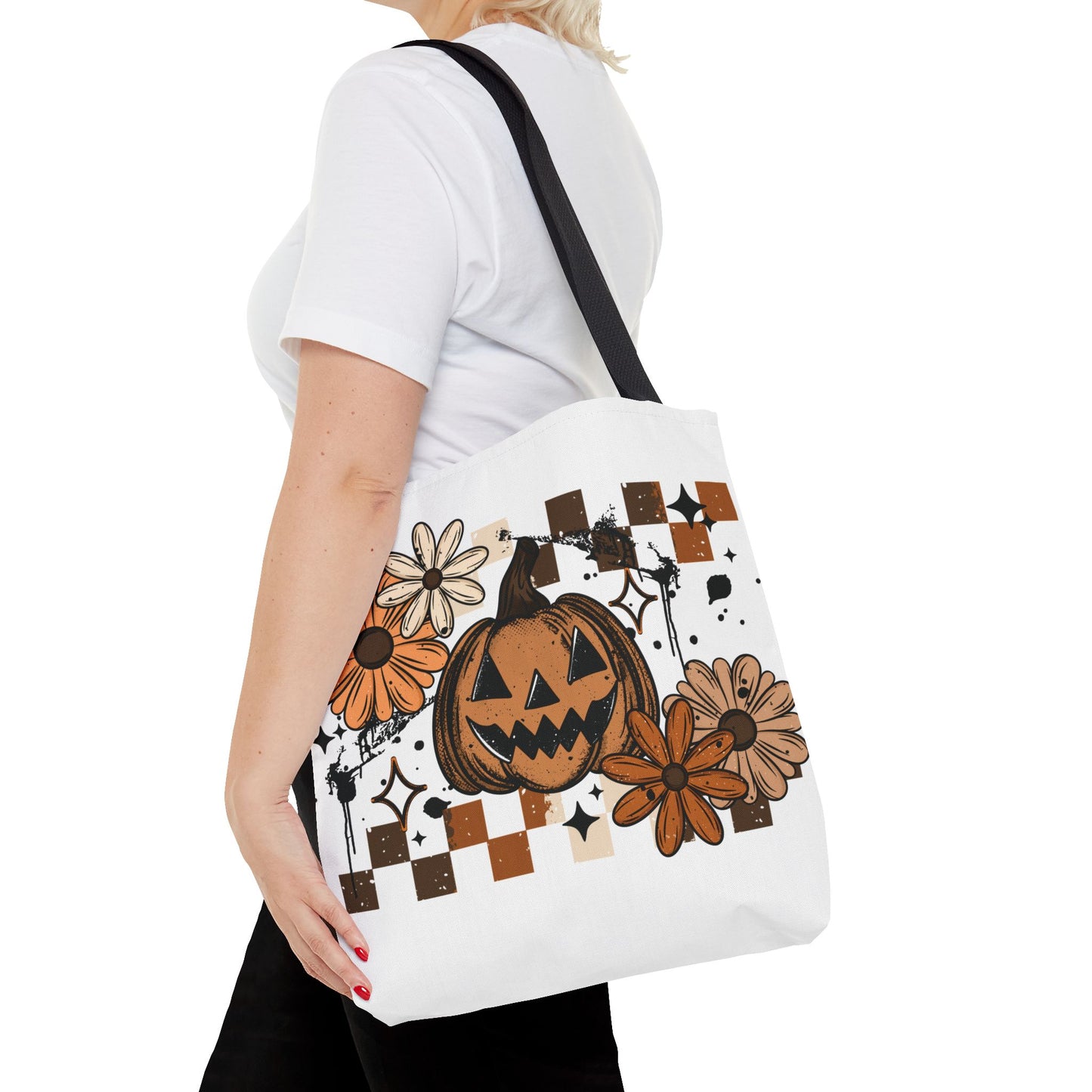 Halloween Floral Tote Bag | Pumpkin Harvest Bag | Fall Seasonal Tote, Trick or Treat, Autumn Decor, Gift for Her