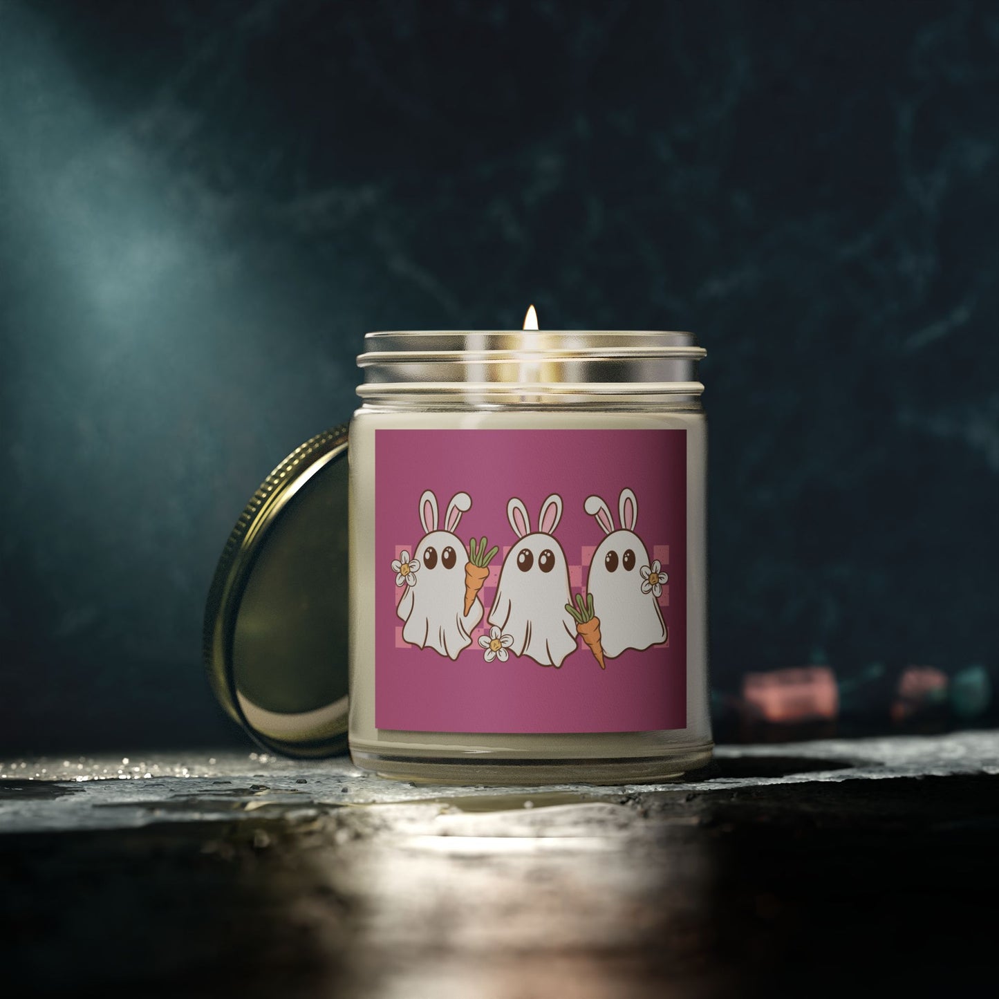 Bunny Ghosts Scented Candle – Coconut Apricot Wax (9oz)