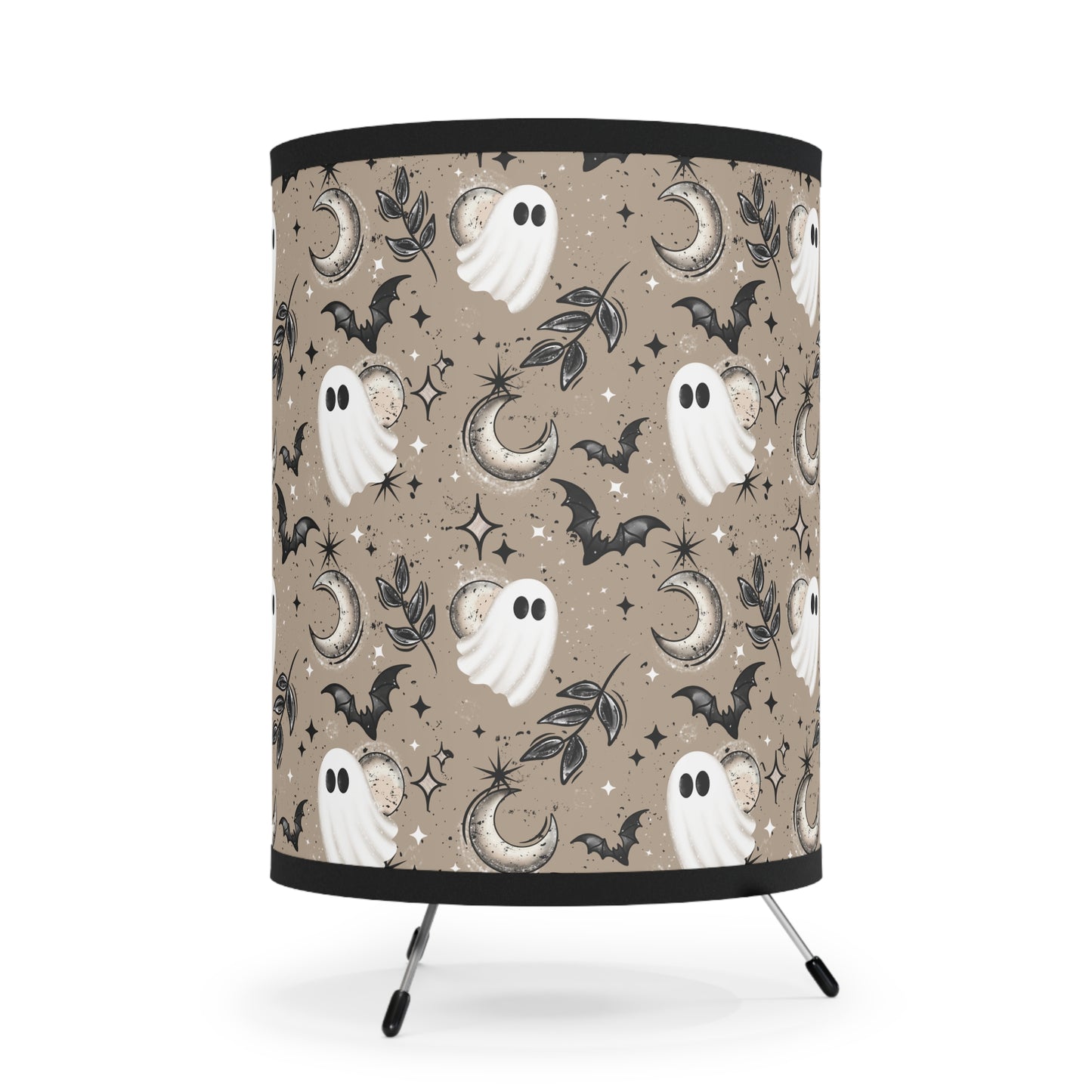 Ghosts and Moons Tripod Lamp, Bohemian Decor, Home Lighting, Unique Table Lamp, Gift for Plant Lovers, Bedroom Accent Light