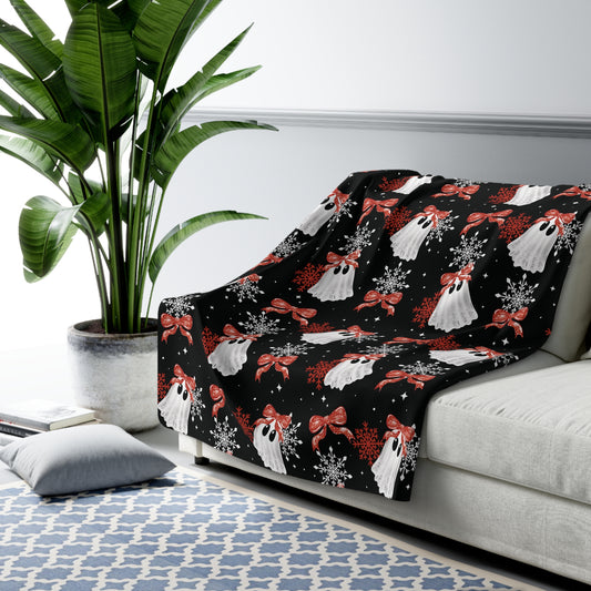 Snowflake Ghostie Sherpa Fleece Blanket