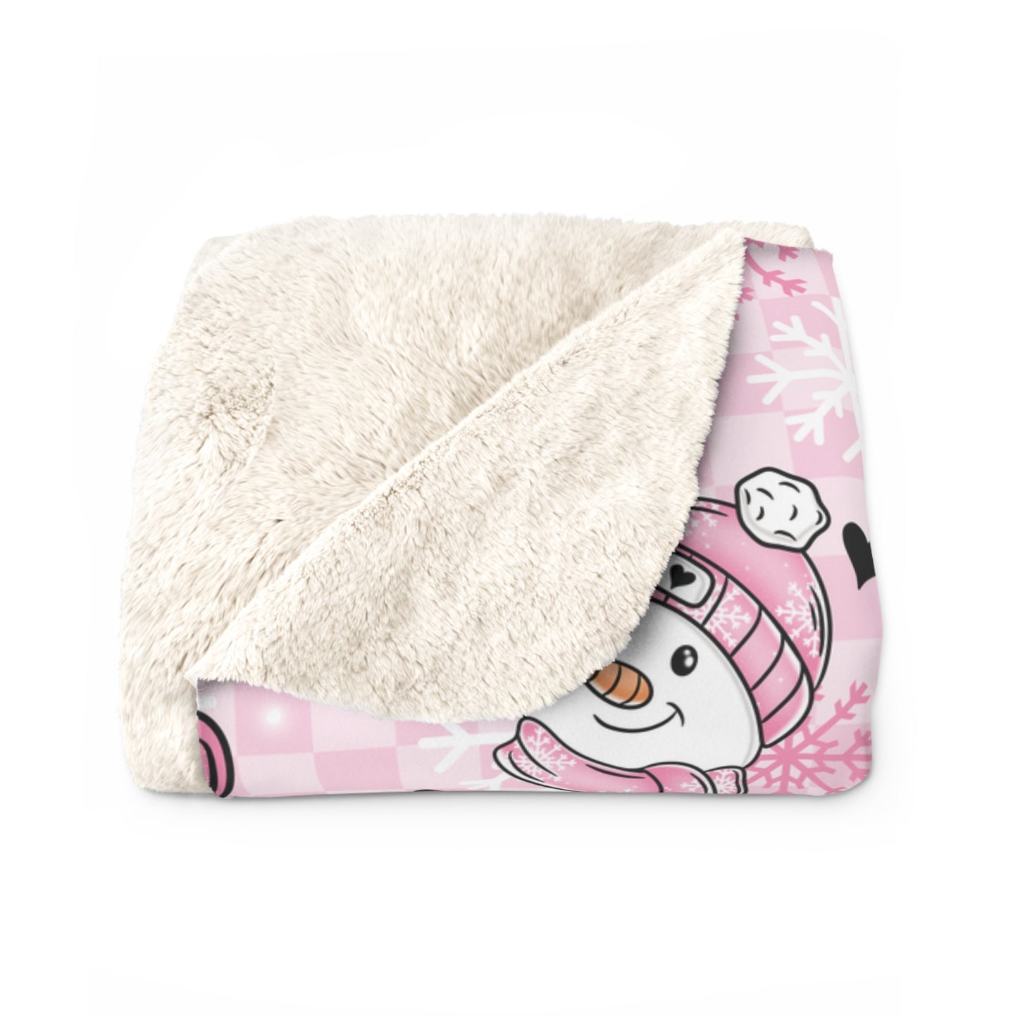 Pink Snowman Sherpa Fleece Blanket