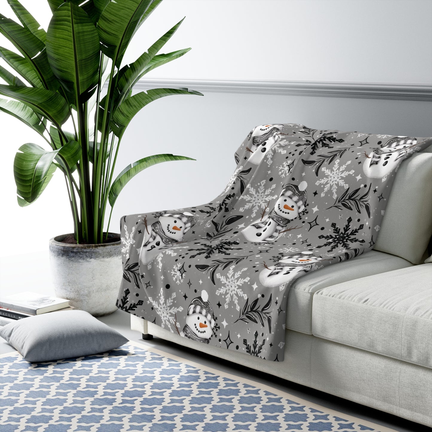 Snowman Sherpa Fleece Blanket