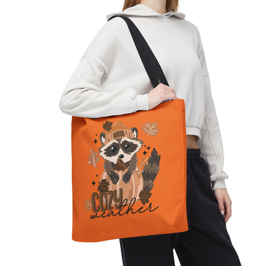Cozy Weather Raccoon Tote Bag