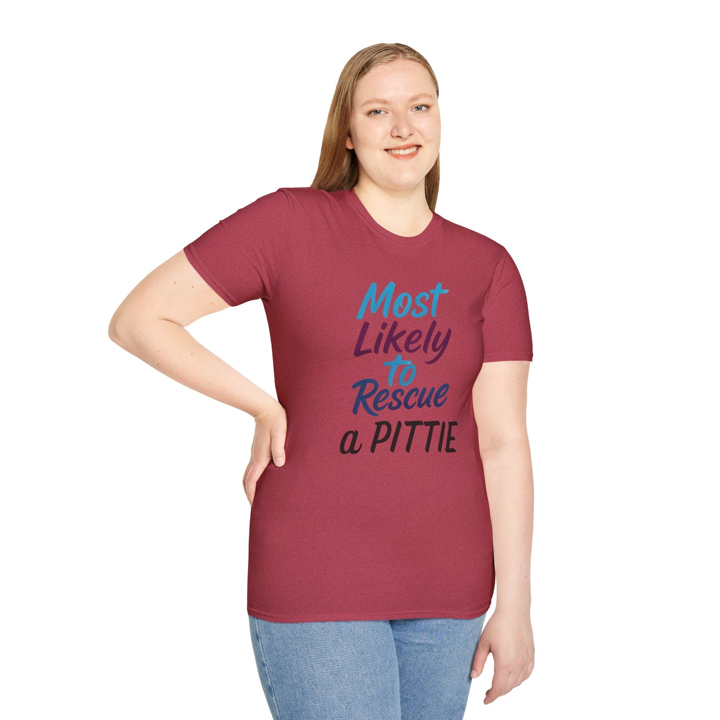 Most Likely to Rescue a Pittie | Pet Lover Gift | Dog Mom Apparel | Dog Adoption Shirt | Animal Rescue Tee