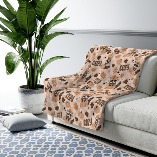 Cozy Raccoon Sherpa Fleece Blanket