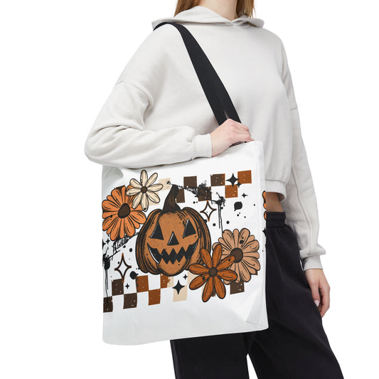 Halloween Floral Tote Bag | Pumpkin Harvest Bag | Fall Seasonal Tote, Trick or Treat, Autumn Decor, Gift for Her