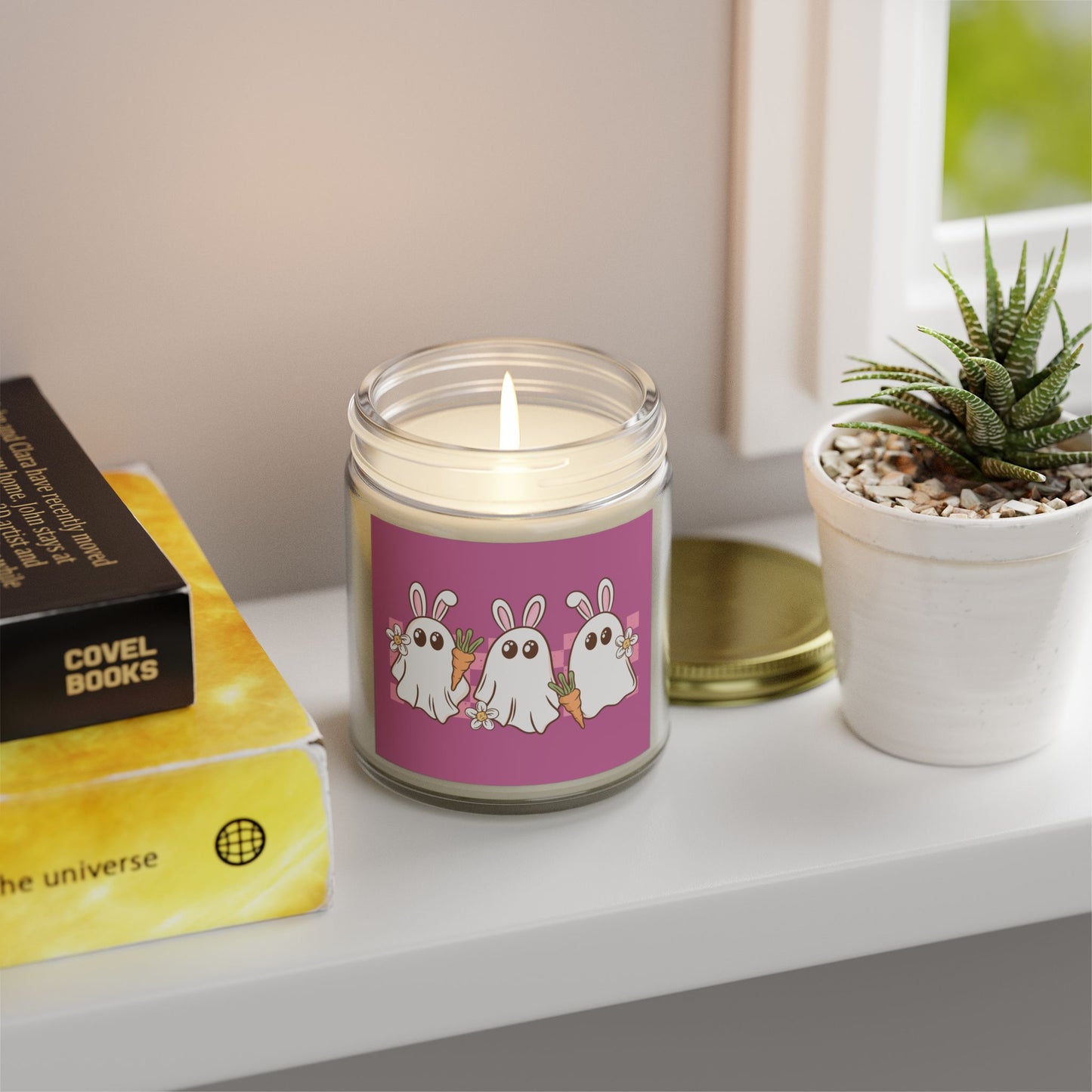 Bunny Ghosts Scented Candle – Coconut Apricot Wax (9oz)