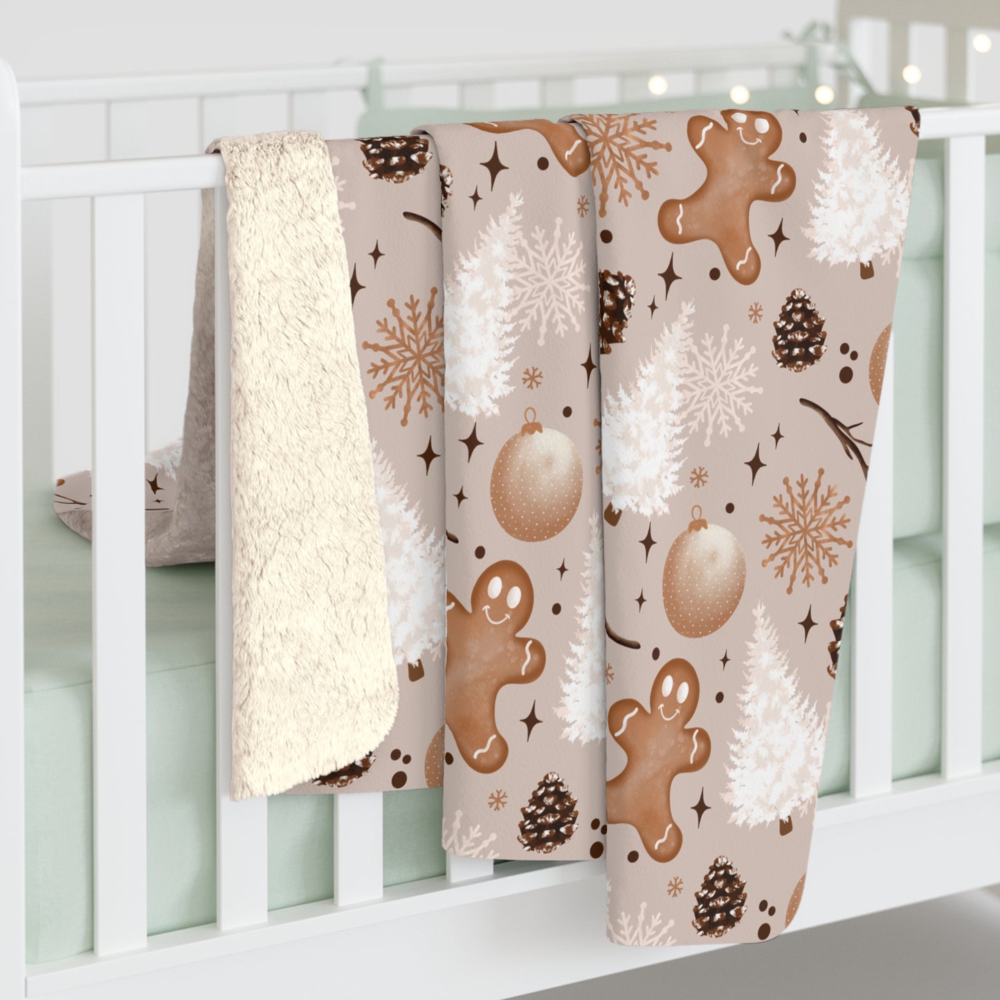 Winter Gingerbread Sherpa Fleece Blanket