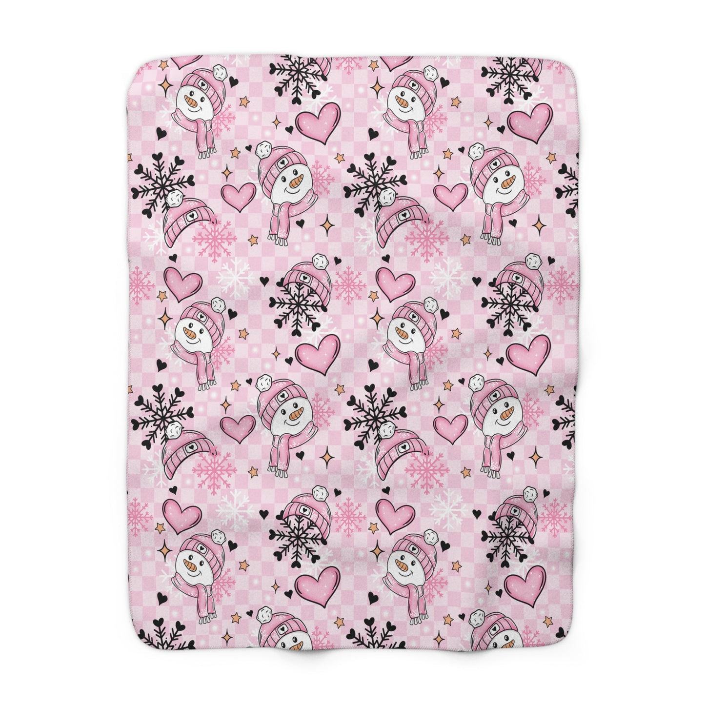 Pink Snowman Sherpa Fleece Blanket