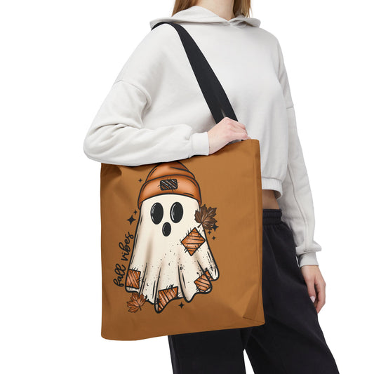 Fall Vibes Ghostie Tote Bag | Fall Seasonal Tote, Trick or Treat, Autumn Decor, Patchwork, Gift for Her